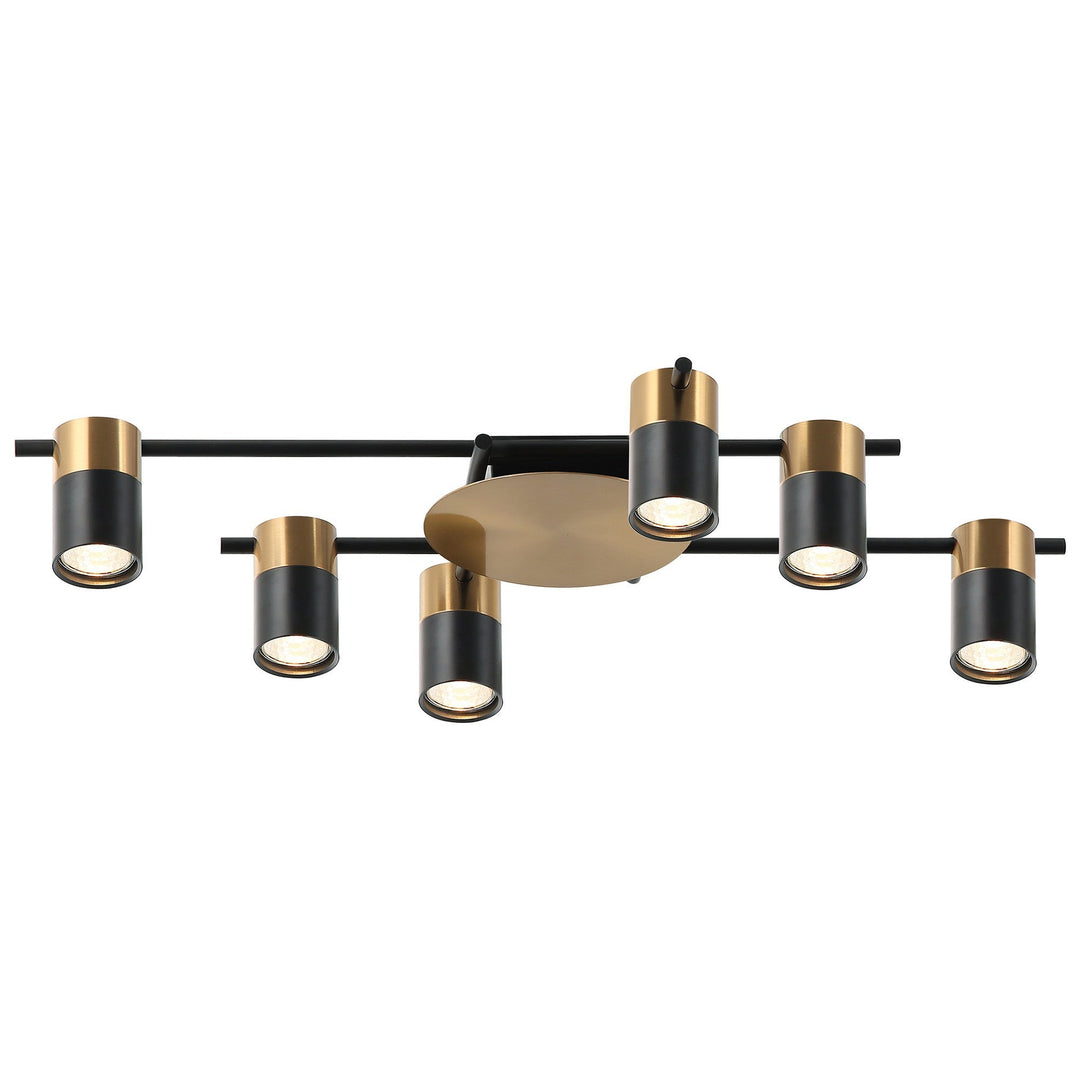 Tache Aluminium Batten Fix Ceiling Light, 6 Light, Antique Brass / Black