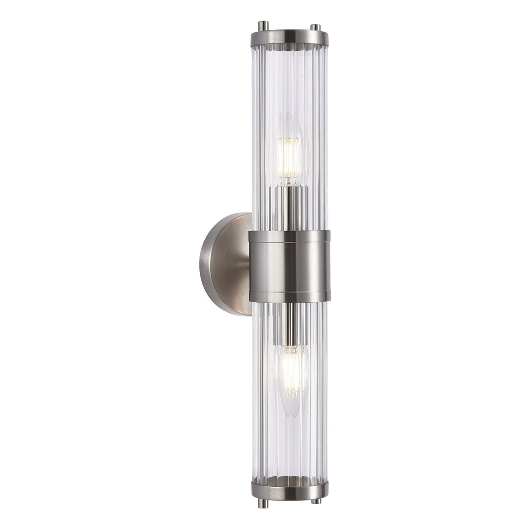 Tiempo Glass & Iron Wall Light, Satin Chrome