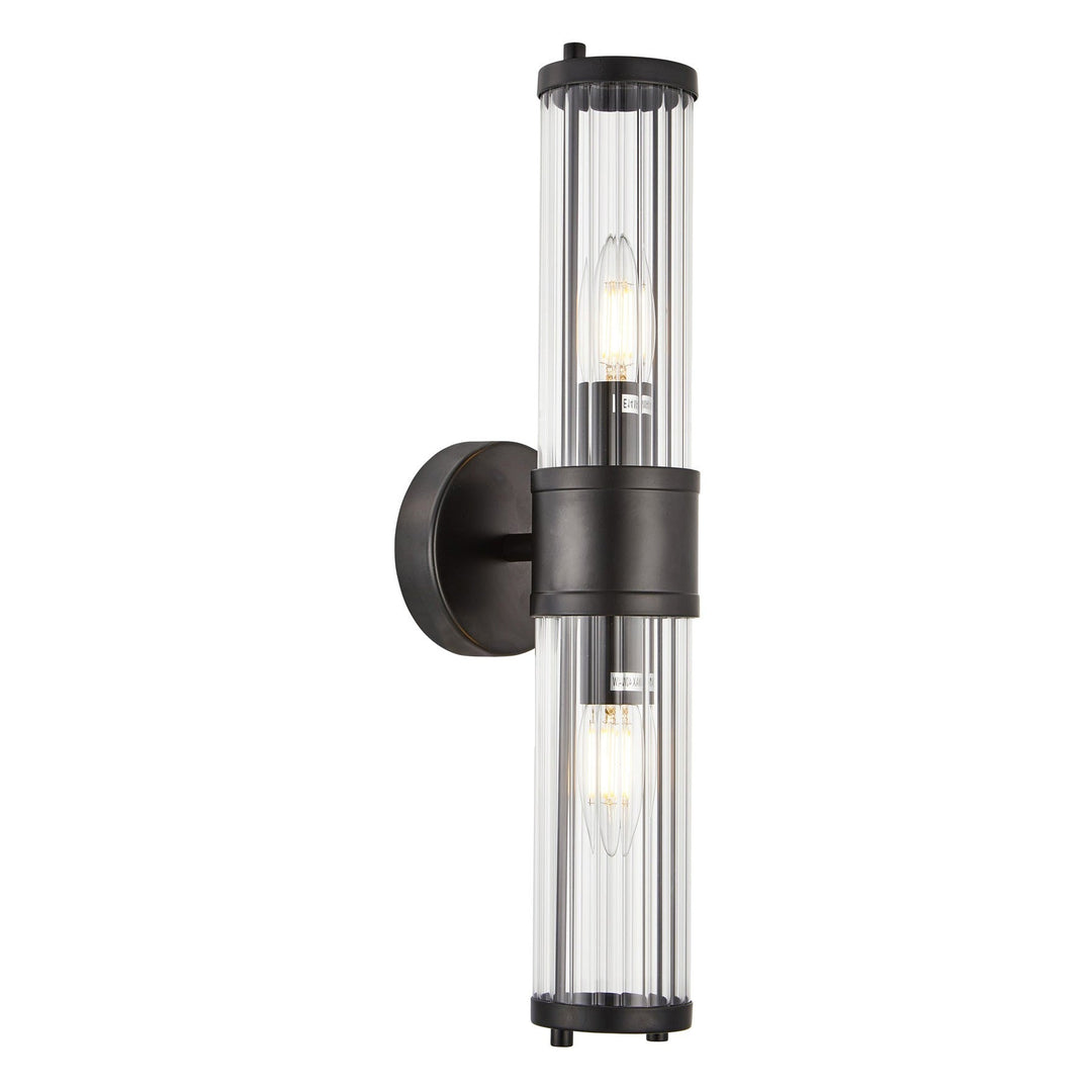 Tiempo Glass & Iron Wall Light, Black