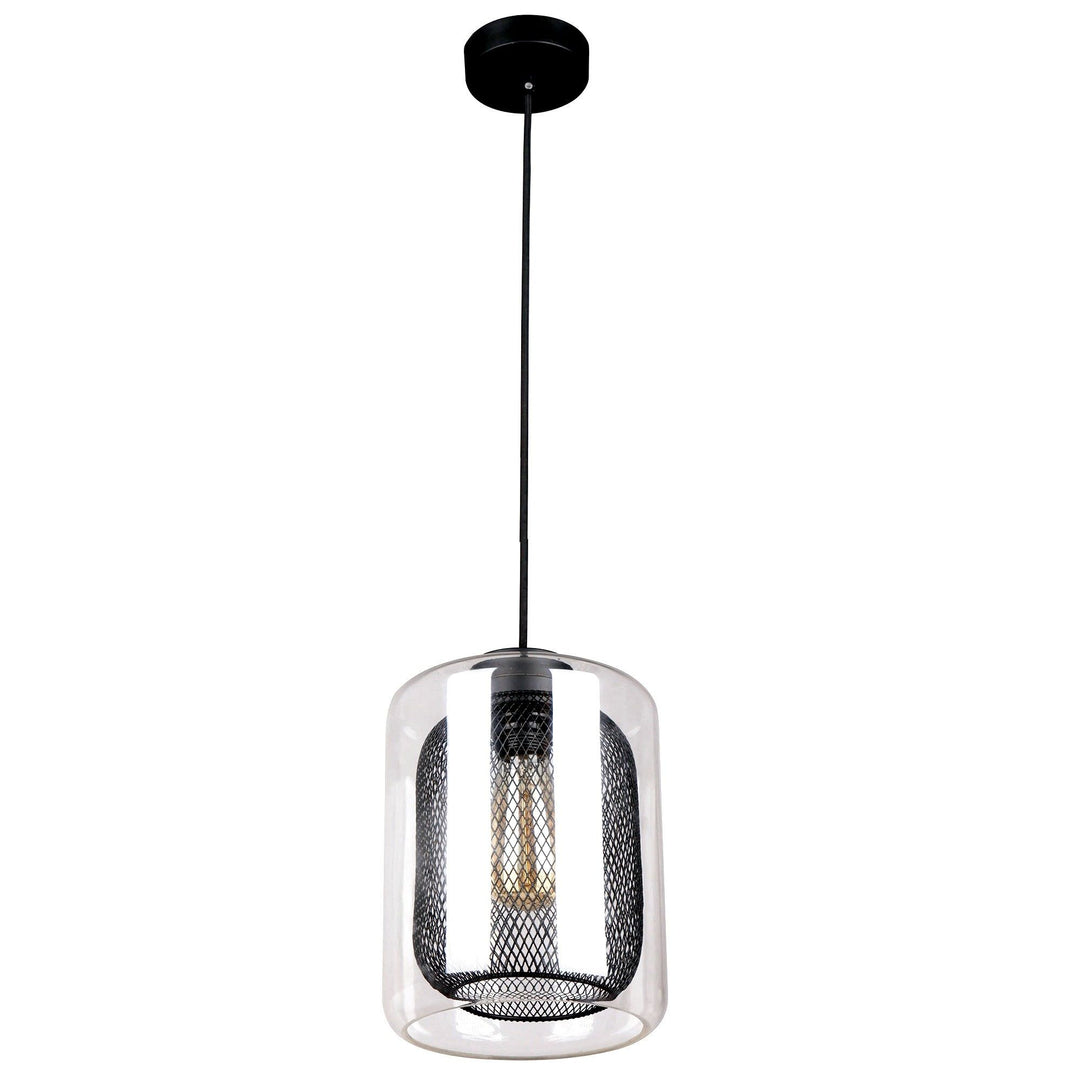 Tono Glass & Iron Mesh Pendant Light, Black