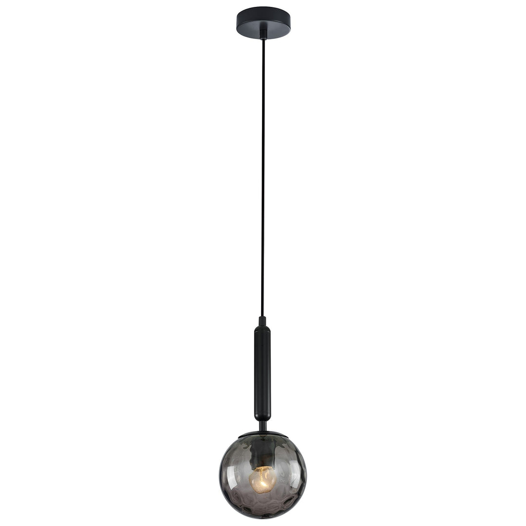 Trattino Glass & Iron Pendant Light, Black / Smoke