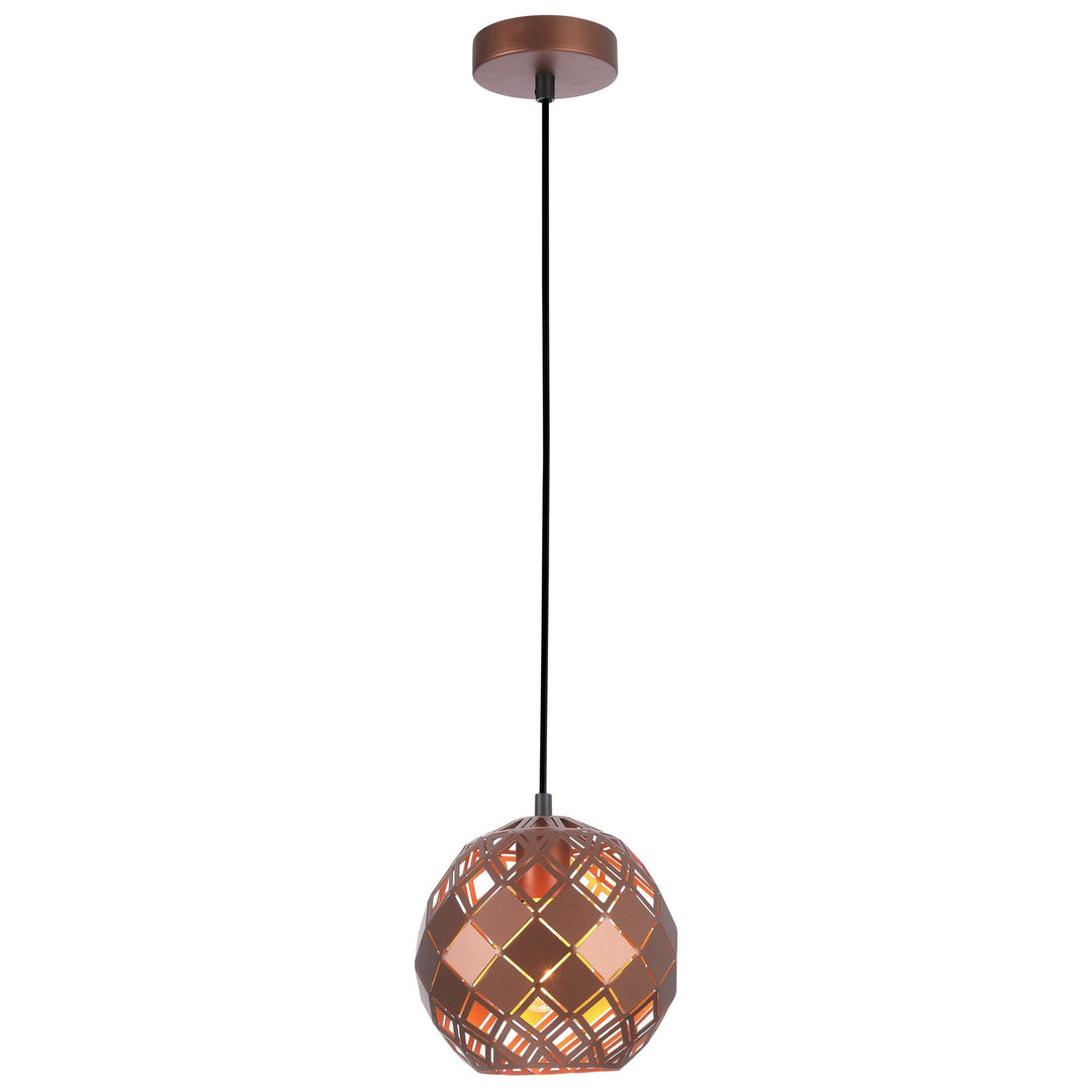 Tuile Tiled Iron Pendant Light, Small, Coffee