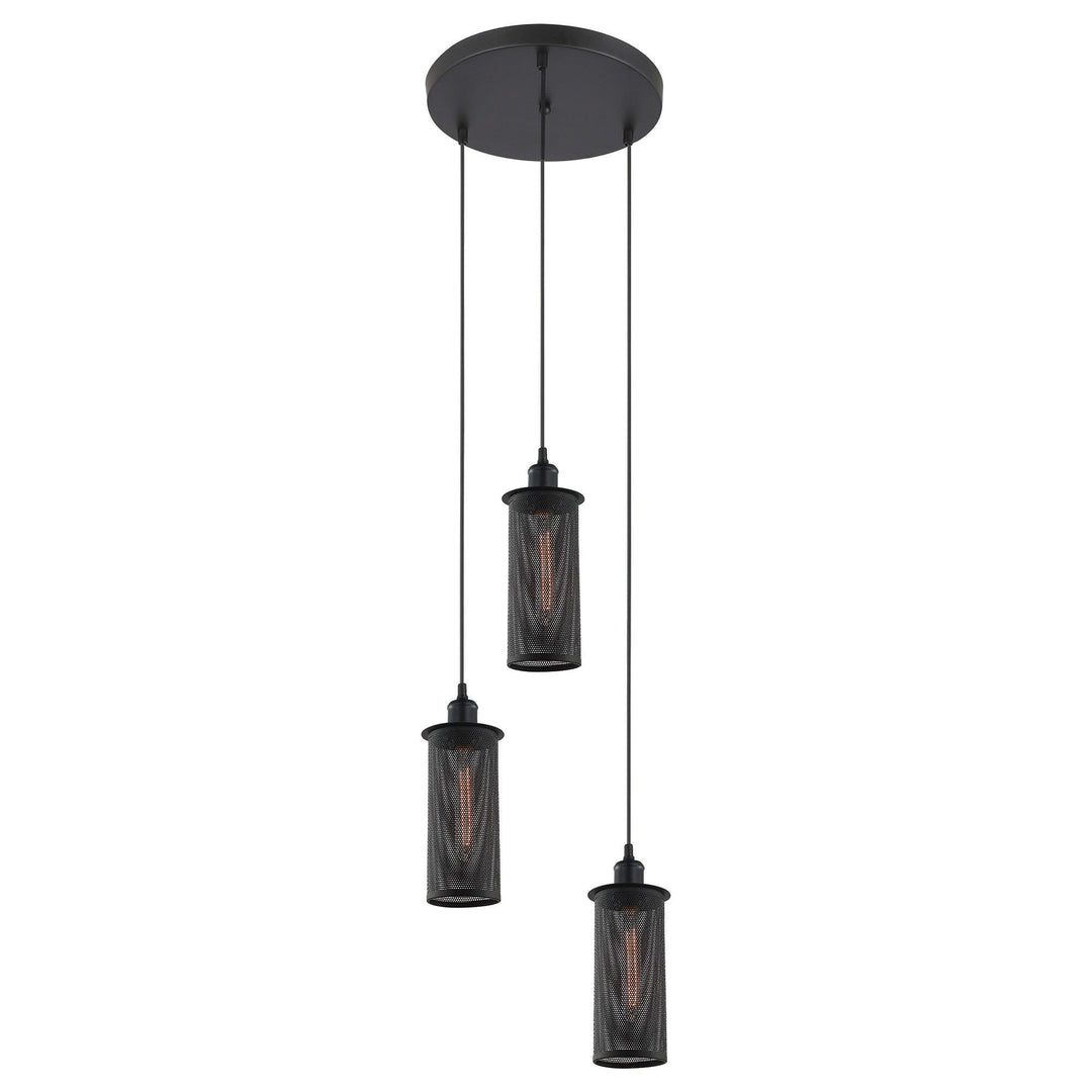 Veneto Iron 3 Light Cluster Pendant Light, Black