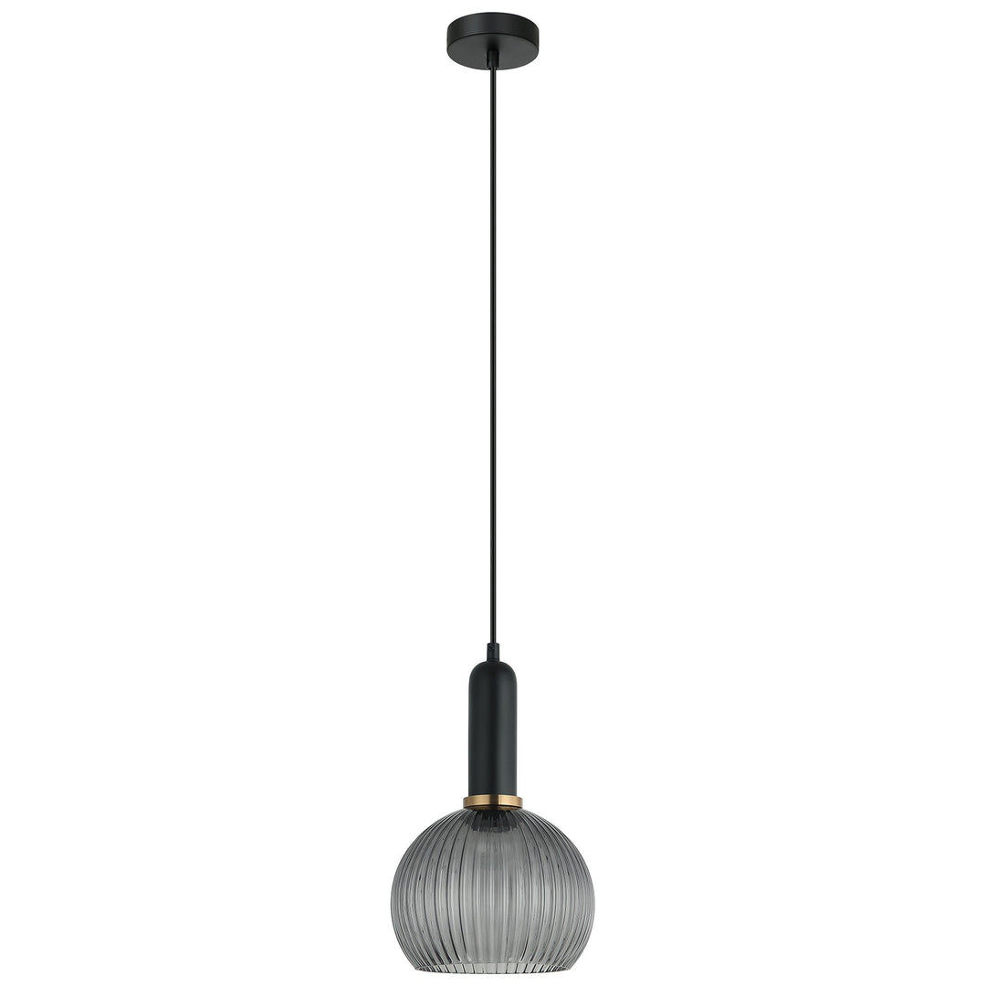 Vintaj Ribbed Glass Pendant Light, Wine, Smoke