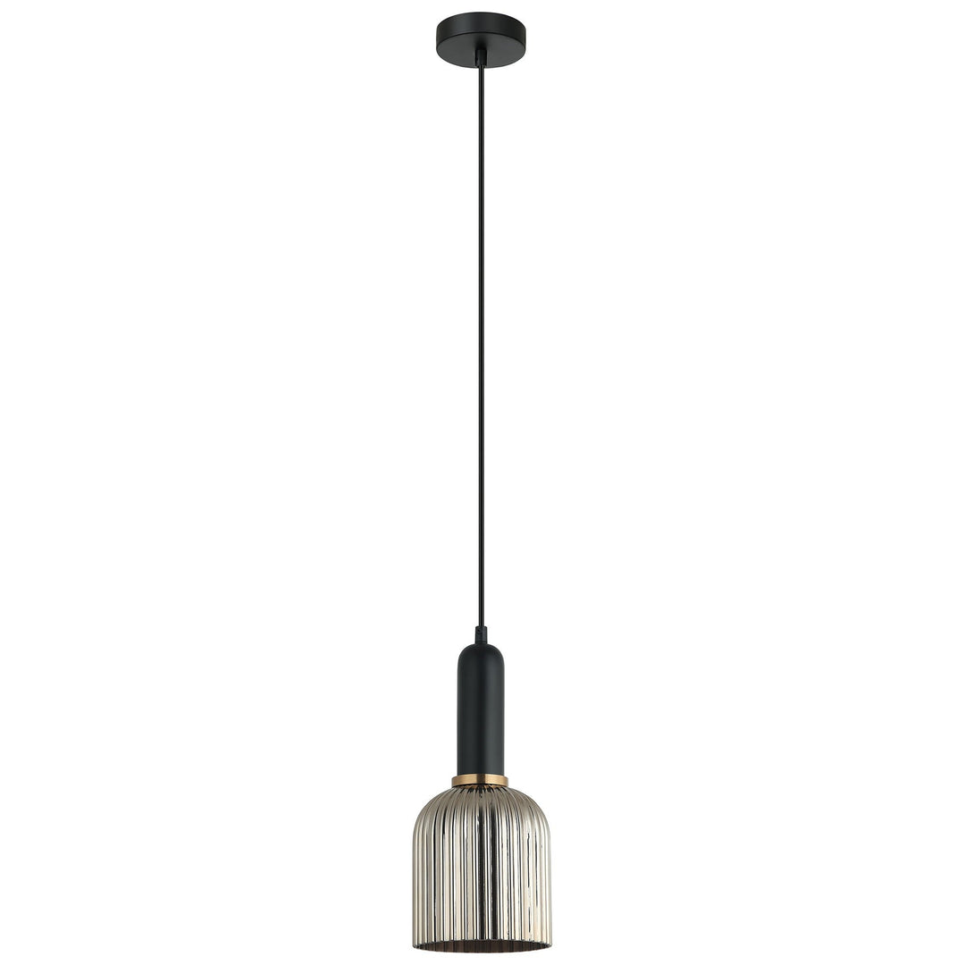 Vintaj Ribbed Glass Pendant Light, Ellipse, Chrome