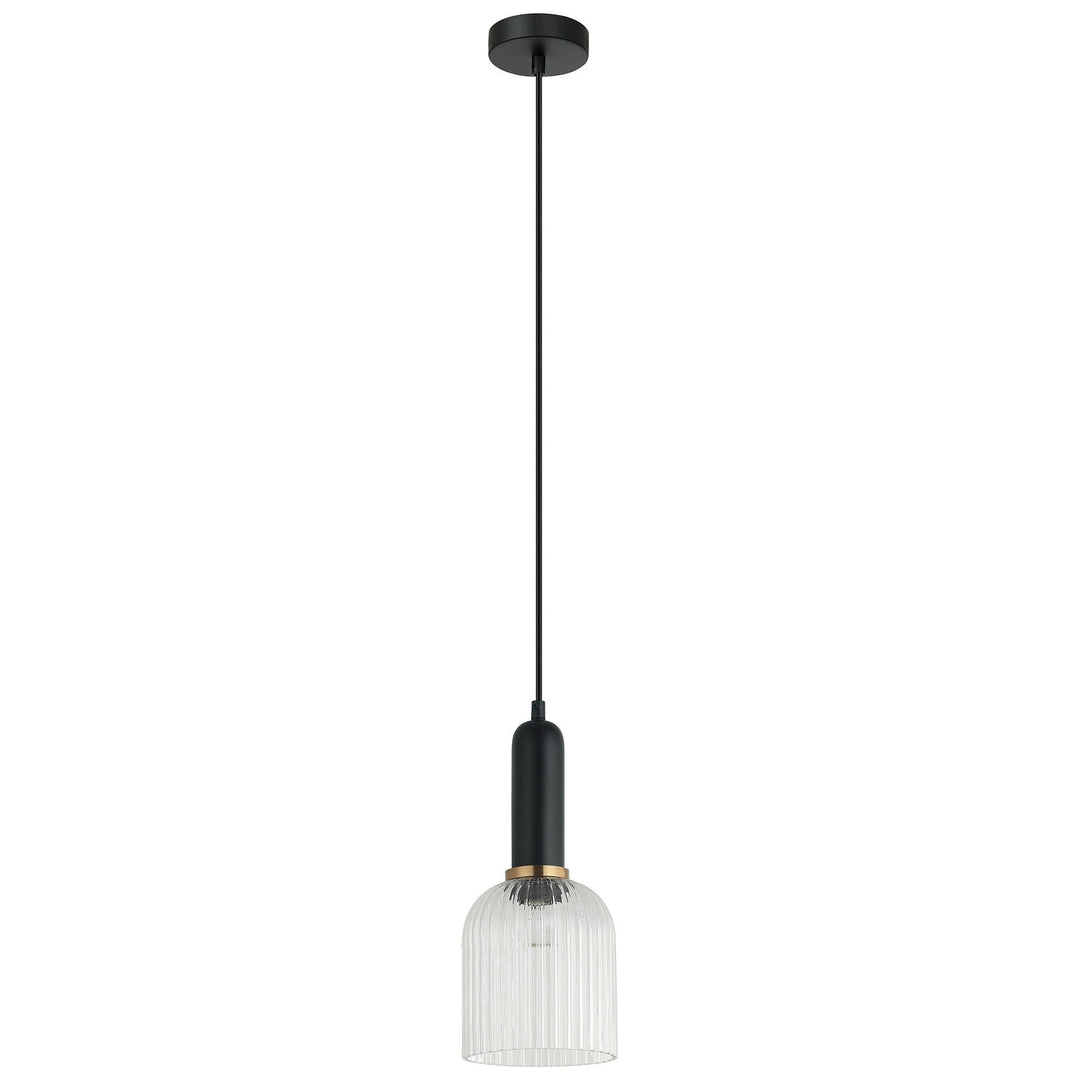 Vintaj Ribbed Glass Pendant Light, Ellipse, Clear