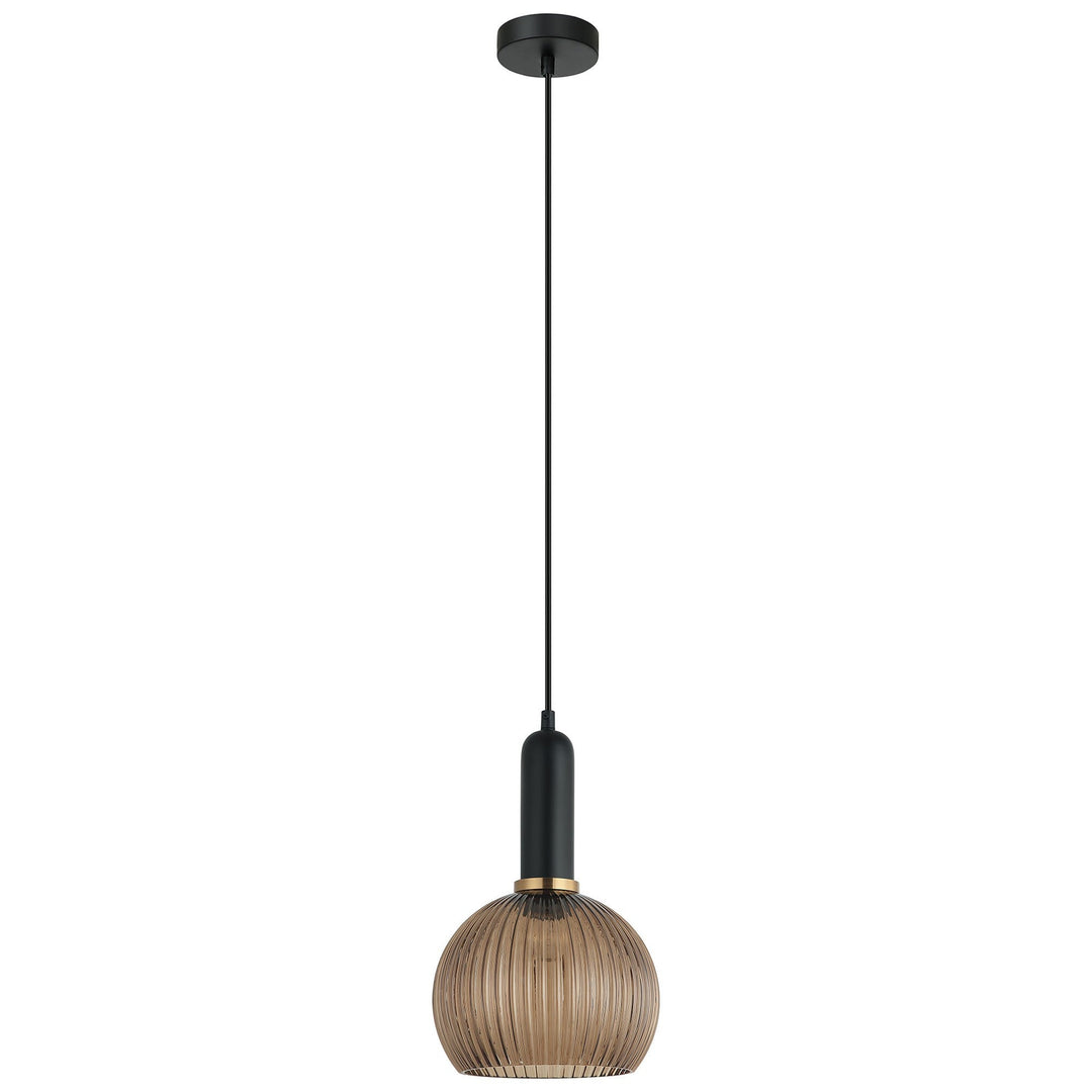 Vintaj Ribbed Glass Pendant Light, Wine, Amber