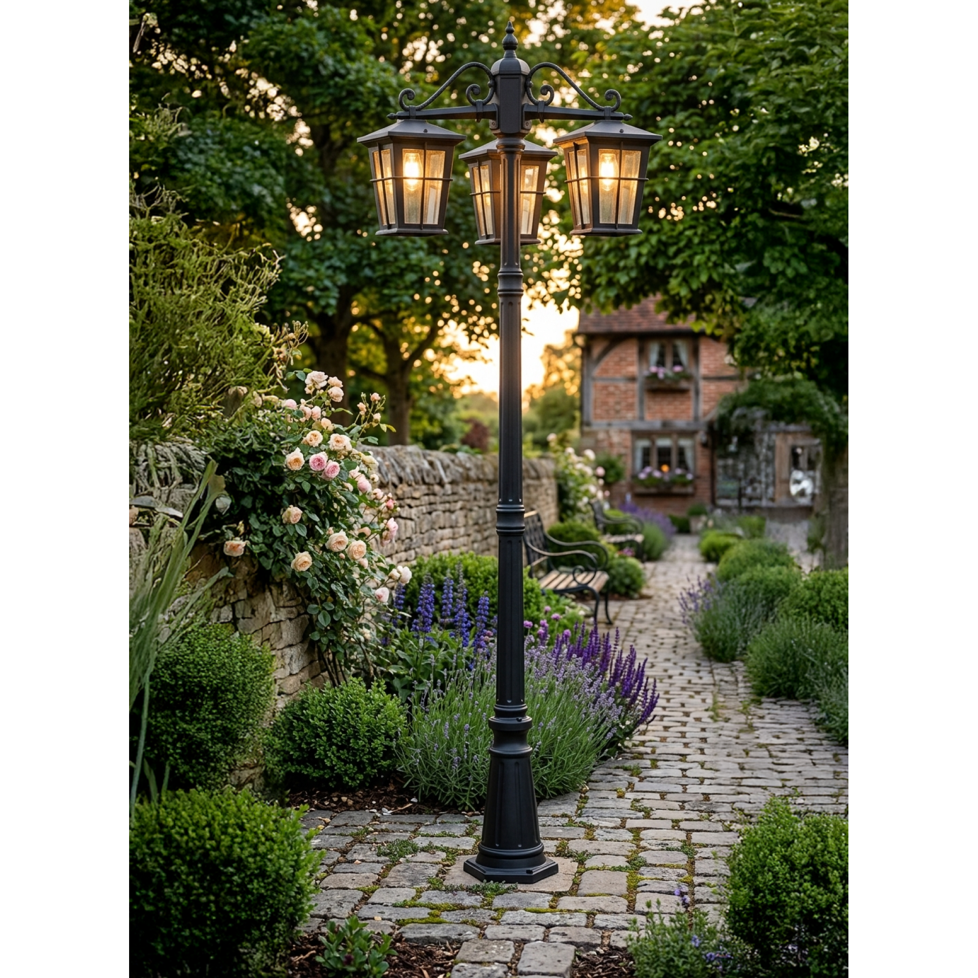 Vencha Eden Exterior Triple Head Post Light - Dubbo Lighting Centre