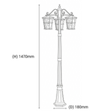 Vencha Eden Exterior Triple Head Post Light - Dubbo Lighting Centre