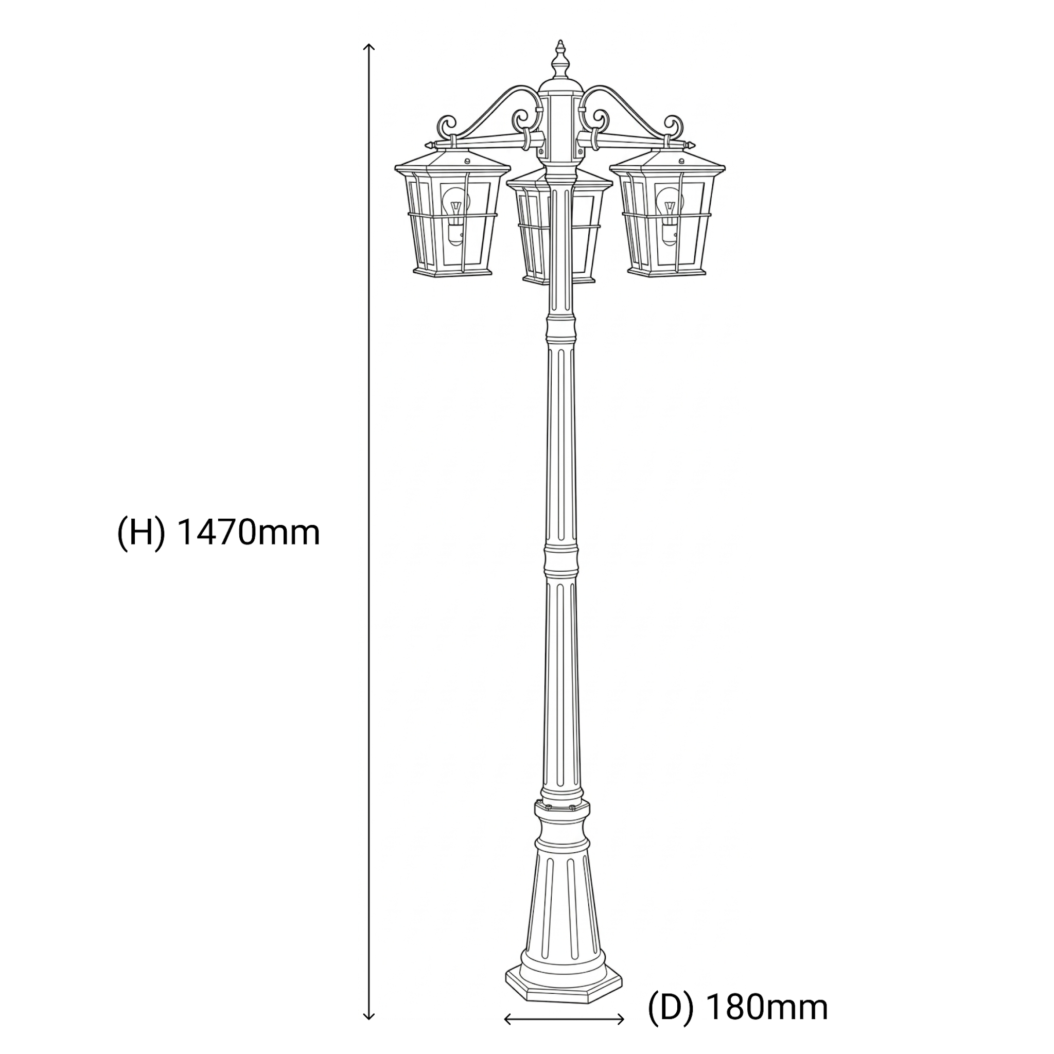 Vencha Eden Exterior Triple Head Post Light - Dubbo Lighting Centre