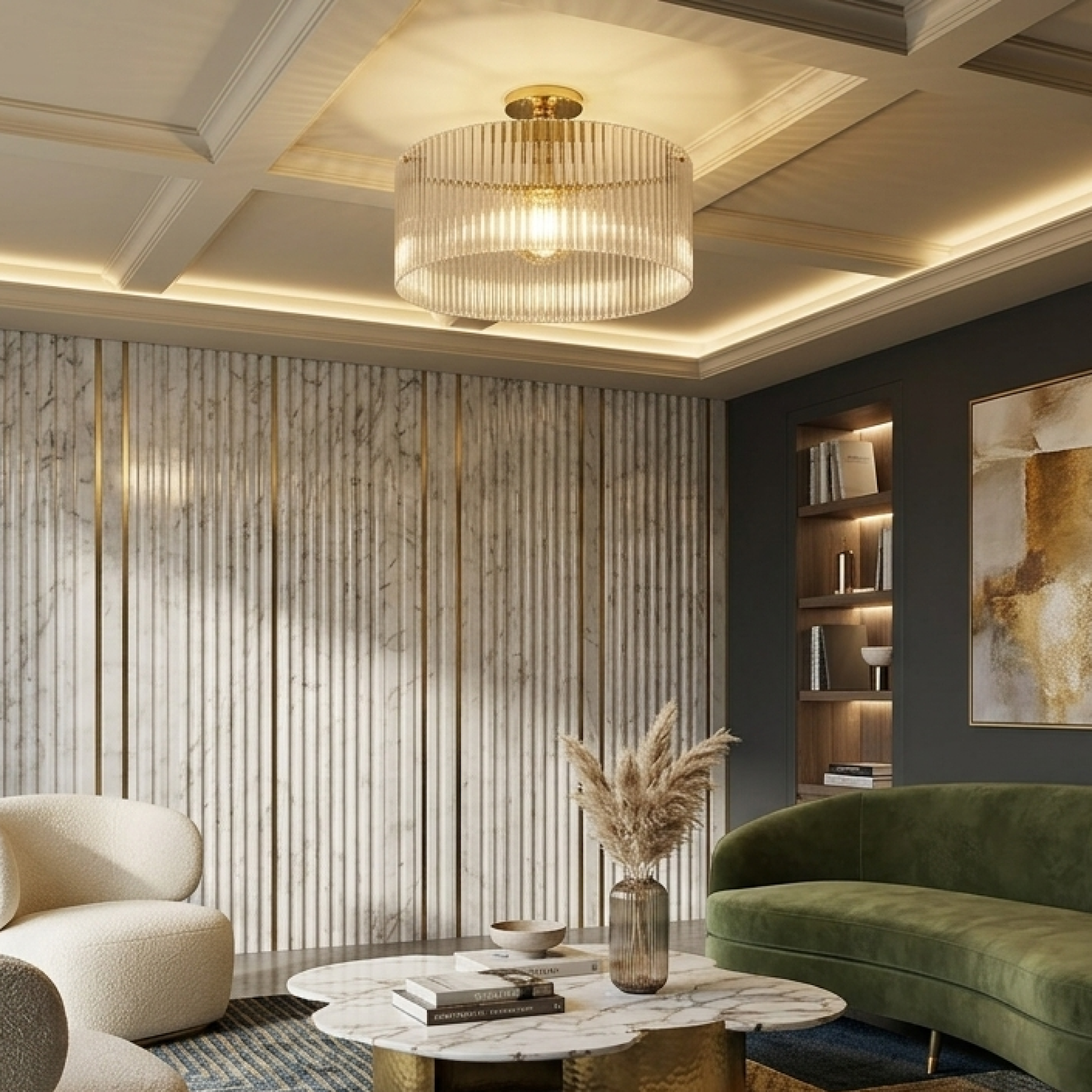 Vencha Medici Round Ribbed Glass CTC Light | Gold - Dubbo Lighting Centre