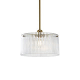 Vencha Medici Round Ribbed Glass Pendant Light | Gold - Dubbo Lighting Centre
