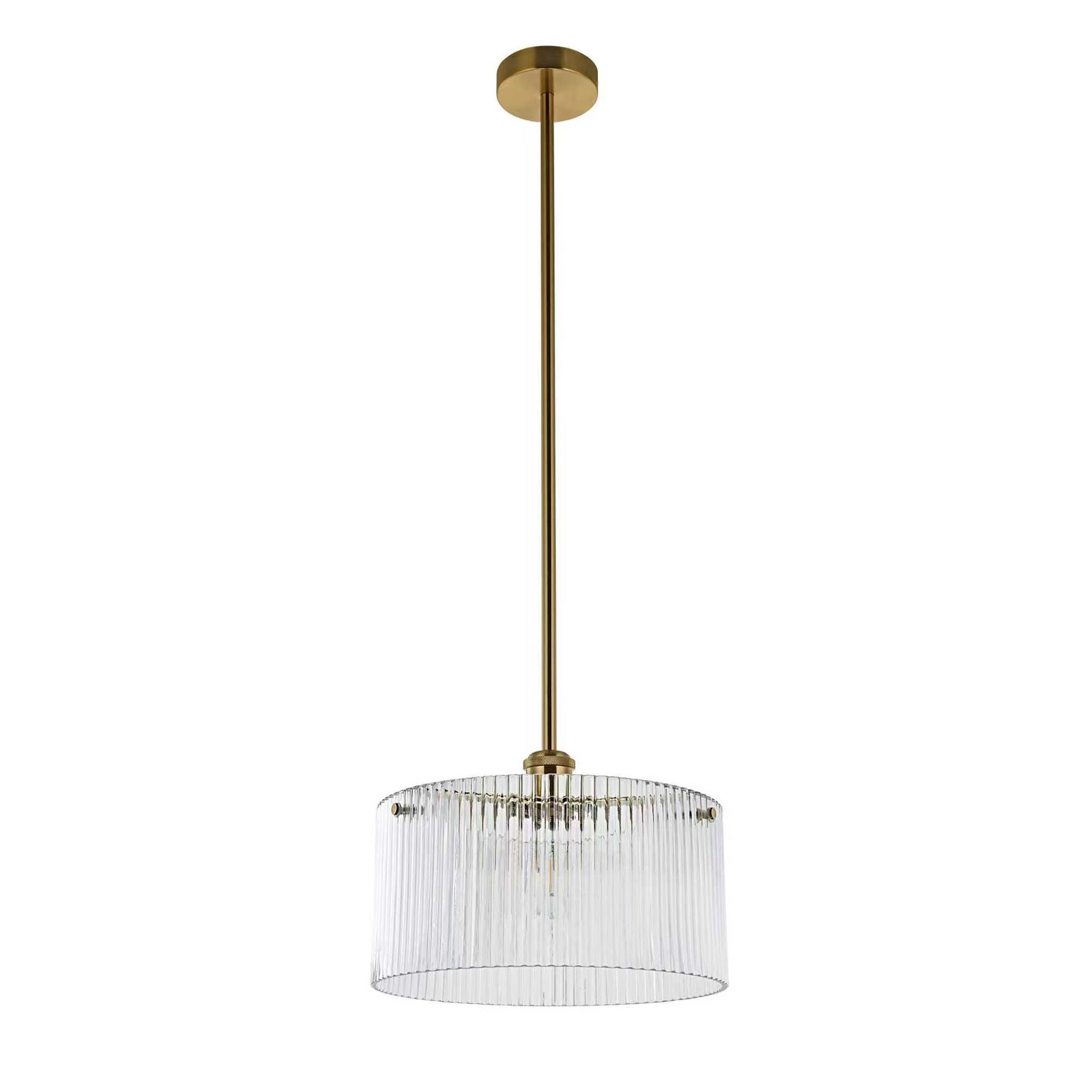 Vencha Medici Round Ribbed Glass Pendant Light | Gold - Dubbo Lighting Centre