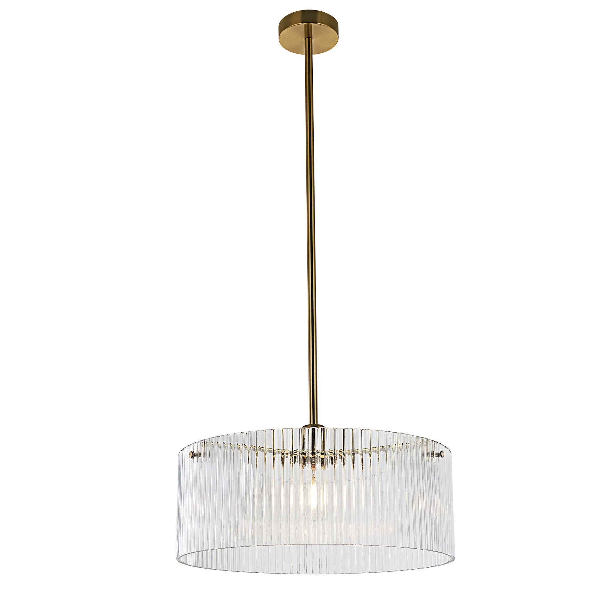 Vencha Medici Round Ribbed Glass Pendant Light | Gold - Dubbo Lighting Centre