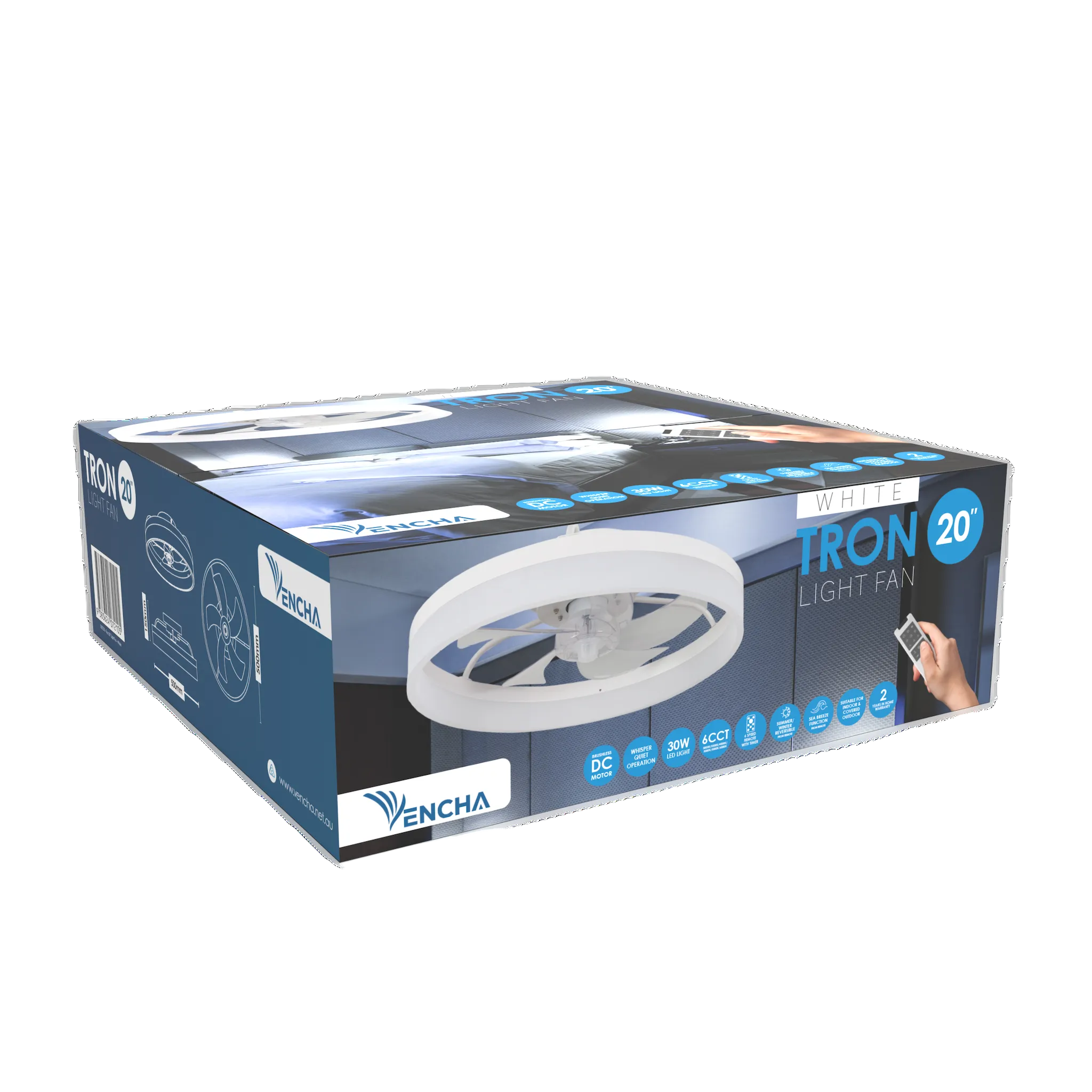 Vencha Tron 20" DC Ceiling Fan with Light and Remote - Dubbo Lighting Centre