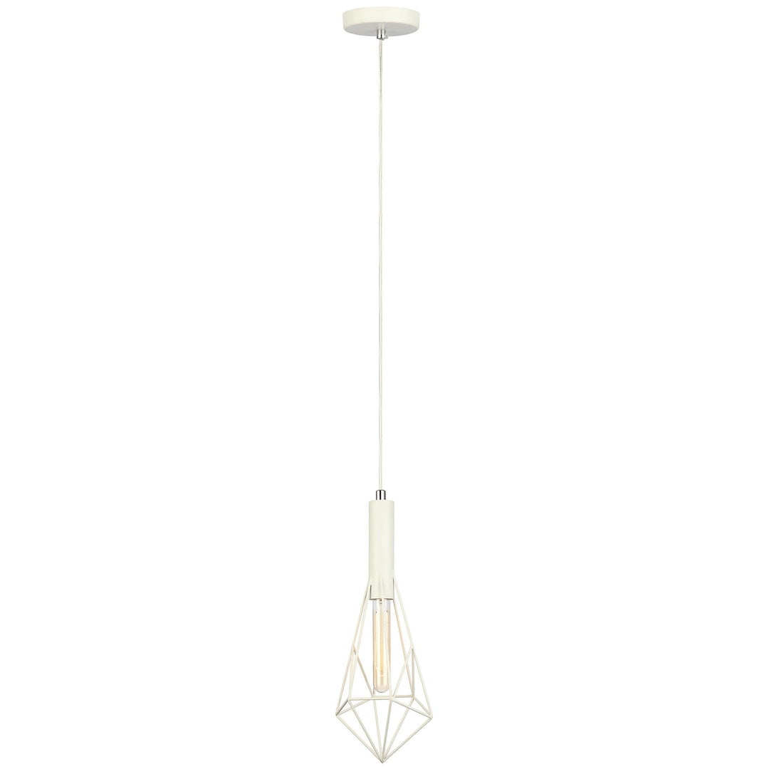 Blackband Iron Caged Pendant Light, Small Diamond, White