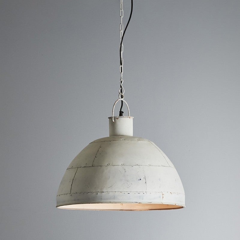 Granada Riveted Iron Dome Pendant Light, Medium, Vintage White