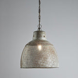 Riva Perforated Iron Dome Pendant Light, Small, Rustic Zinc