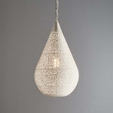 Aquarius Perforated Metal Pendant Light, Teardrop, Medium, White