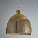 Riva Perforated Iron Dome Pendant Light, Large, Antique Brass