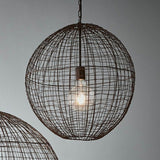 Cray Metal Wire Pendant Light, Ball, Medium, Antique Copper