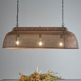 Riva Perforated Iron Elongated Pendant Light, Small, Antique Copper