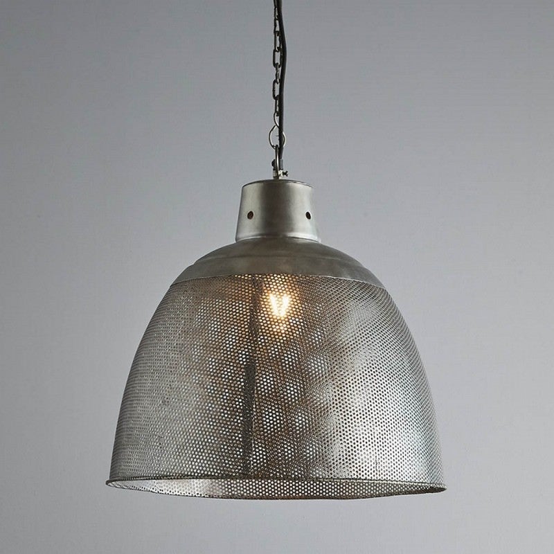 Riva Perforated Iron Dome Pendant Light, Medium, Zinc