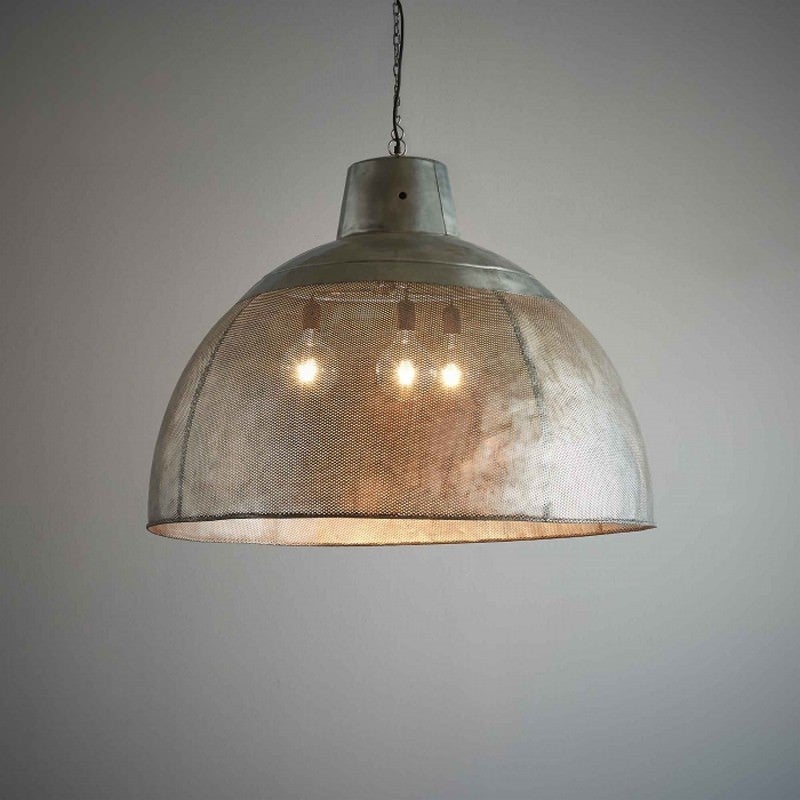 Riva Perforated Iron Dome Pendant Light, Extra Large, Zinc