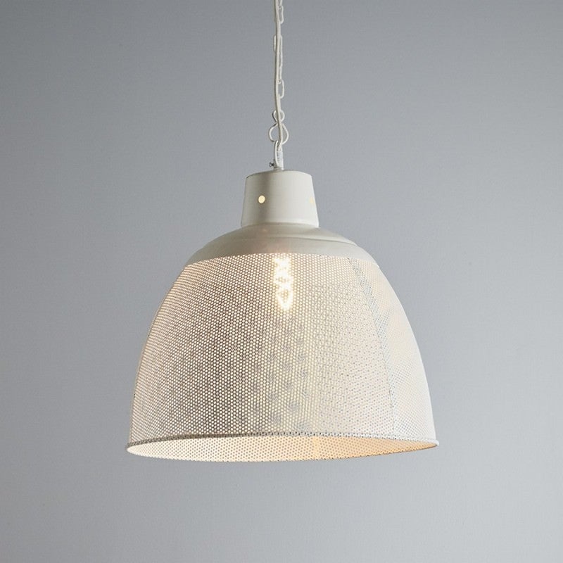 Riva Perforated Iron Dome Pendant Light, Medium, White