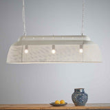Riva Perforated Iron Elongated Pendant Light, Small, White