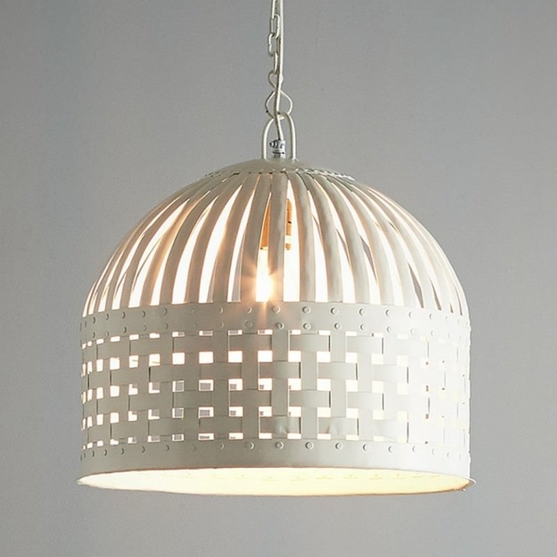 Esch Woven Metal Strips Pendant Light, Medium, Vintage White