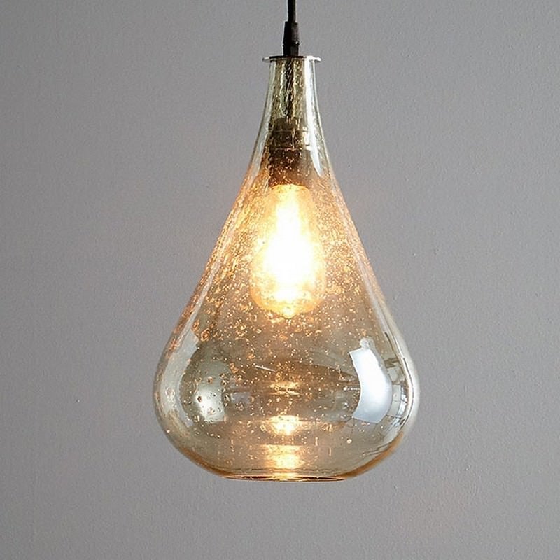 Lustre Glass Pendant Light, Teardrop, Pale Green
