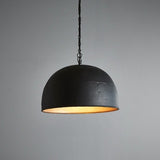 Noir Riveted Iron Dome Pendant Light, Small, Black / Gold