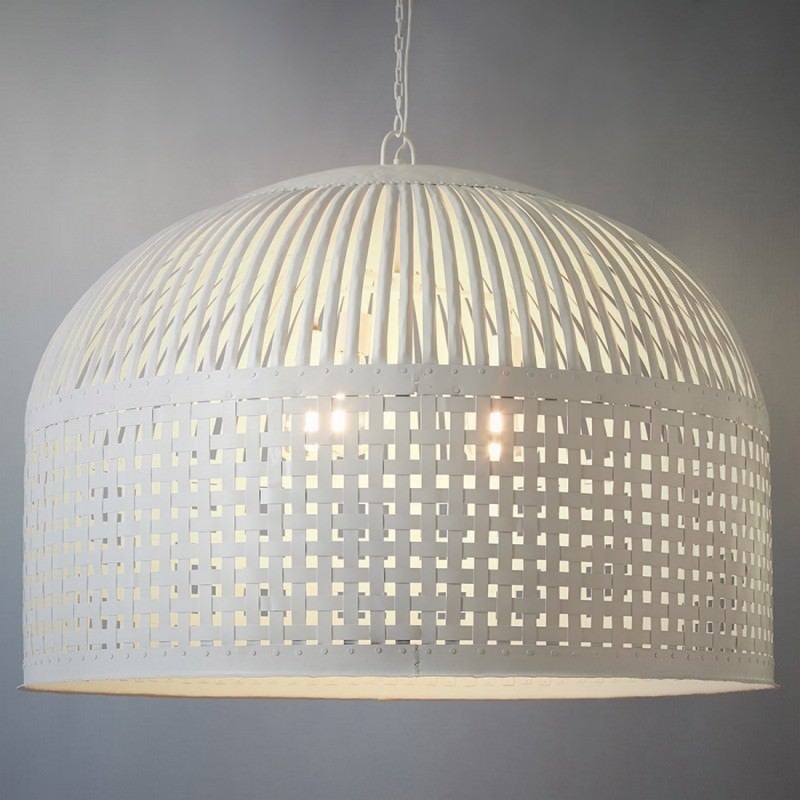 Esch Woven Metal Strips Pendant Light, Extra Large, Vintage White