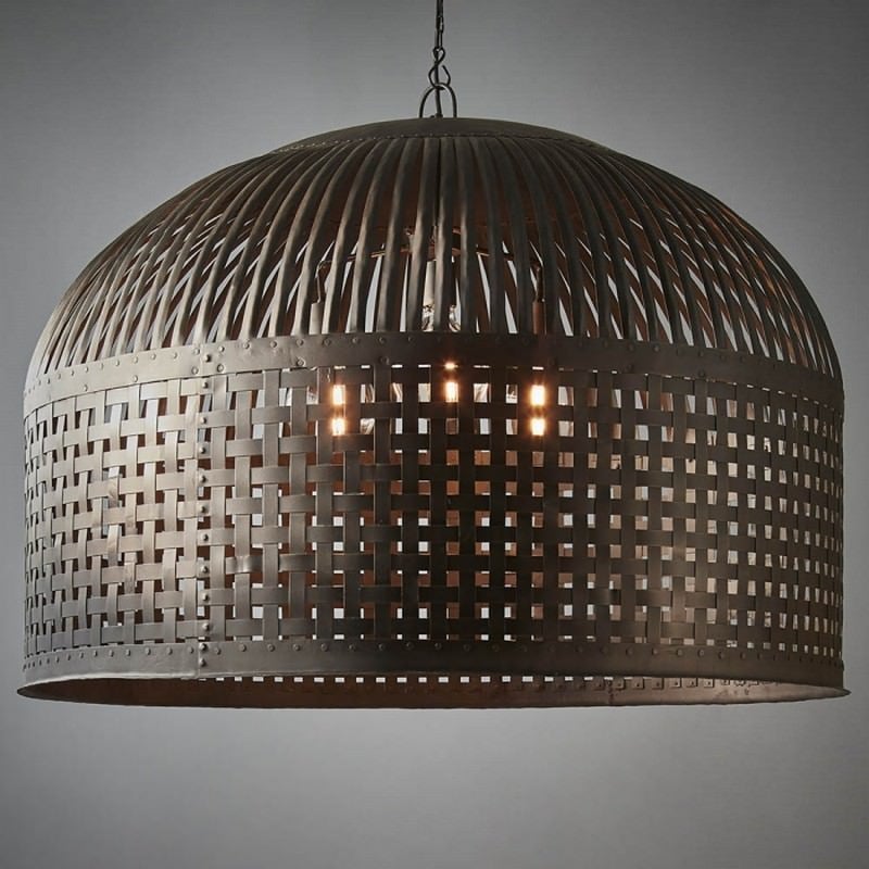 Esch Woven Metal Strips Pendant Light, Extra Large, Antique Black