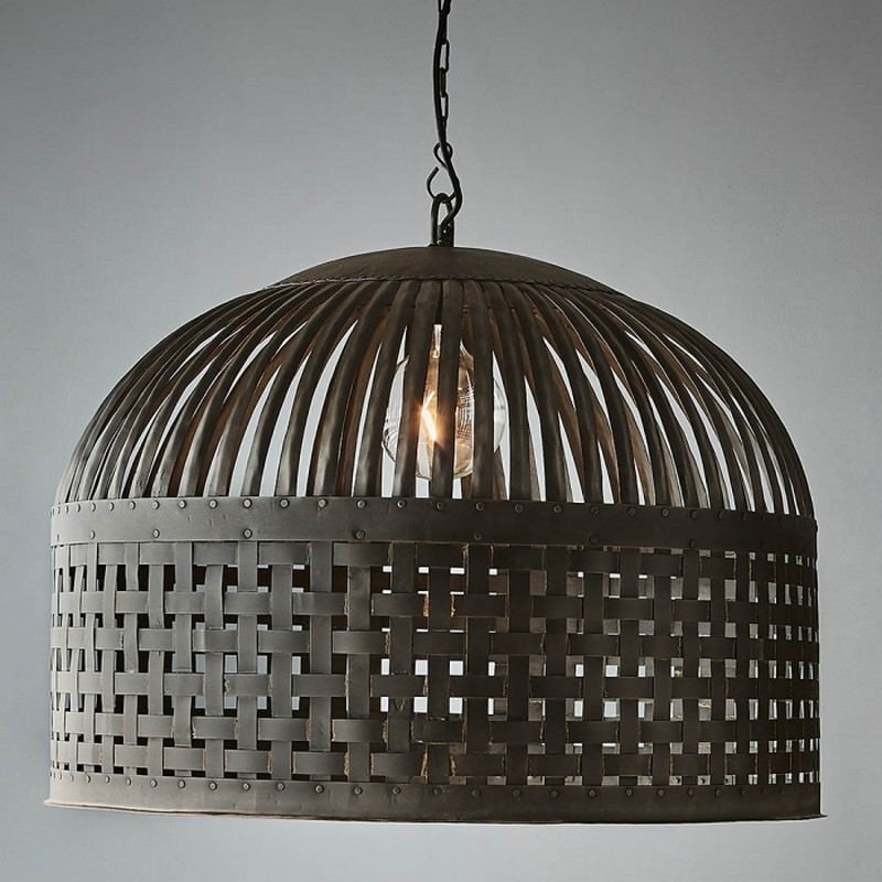 Esch Woven Metal Strips Pendant Light, Large, Antique Black