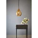 Aquarius Perforated Metal Pendant Light, Teardrop, Small, Brass