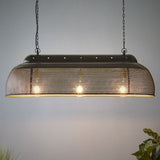 Riva Perforated Iron Elongated Pendant Light, Small, Black