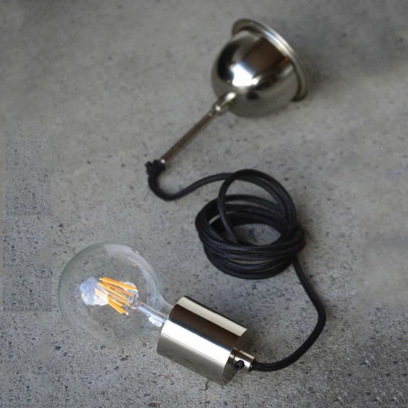 Michigan Metal Suspension Cord Pendant Light, Nickel