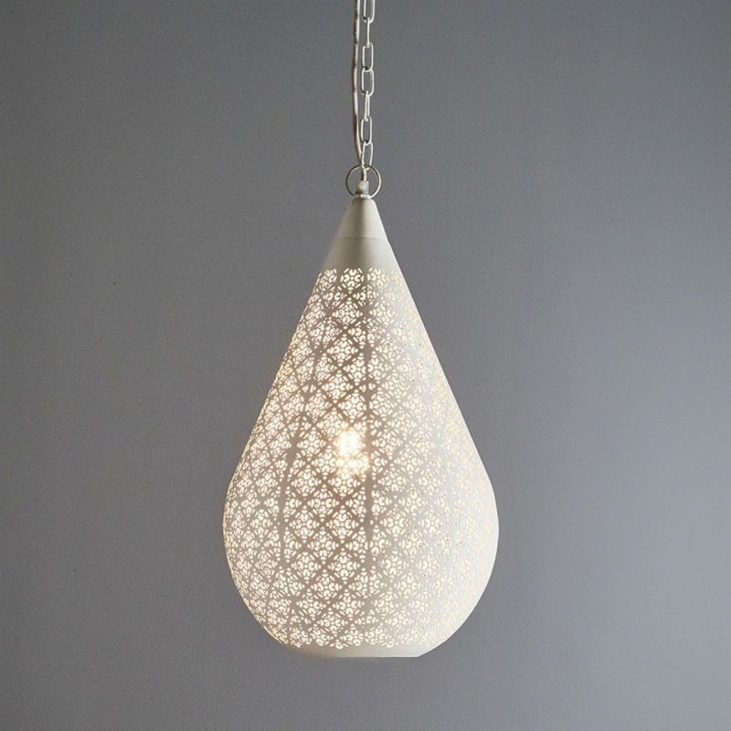 Europa Perforated Iron Pendant Light, Medium, White