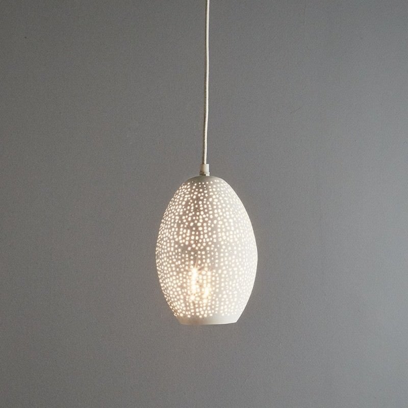 Stella Perforated Iron Pendant Light, White