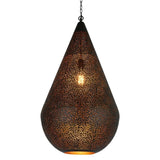Aquarius Perforated Iron Pendant Light, Teardrop, Large, Black