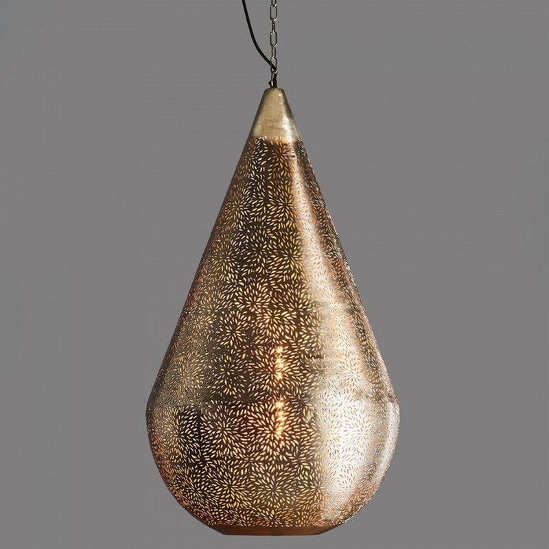 Aquarius Perforated Metal Pendant Light, Teardrop, Large, Nickel