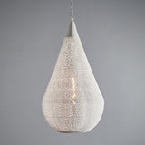Aquarius Perforated Metal Pendant Light, Teardrop, Large, White