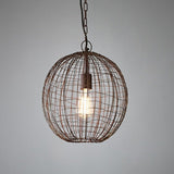 Cray Metal Wire Pendant Light, Ball, Small, Antique Copper