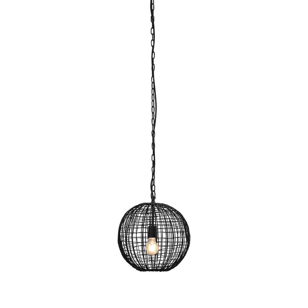 Cray Metal Wire Pendant Light, Ball, Small, Black