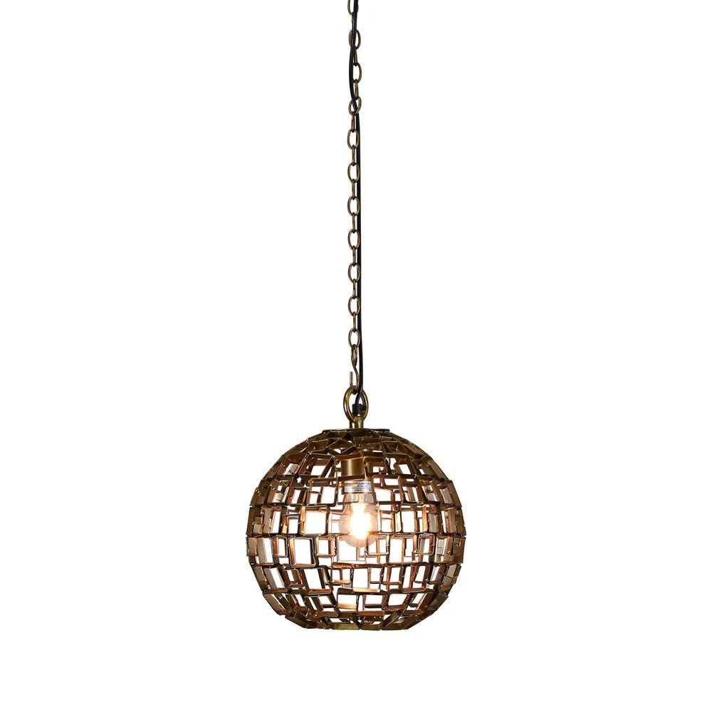 Mondrian Geometric Iron Ball Pendant Light, Small, Antique Brass