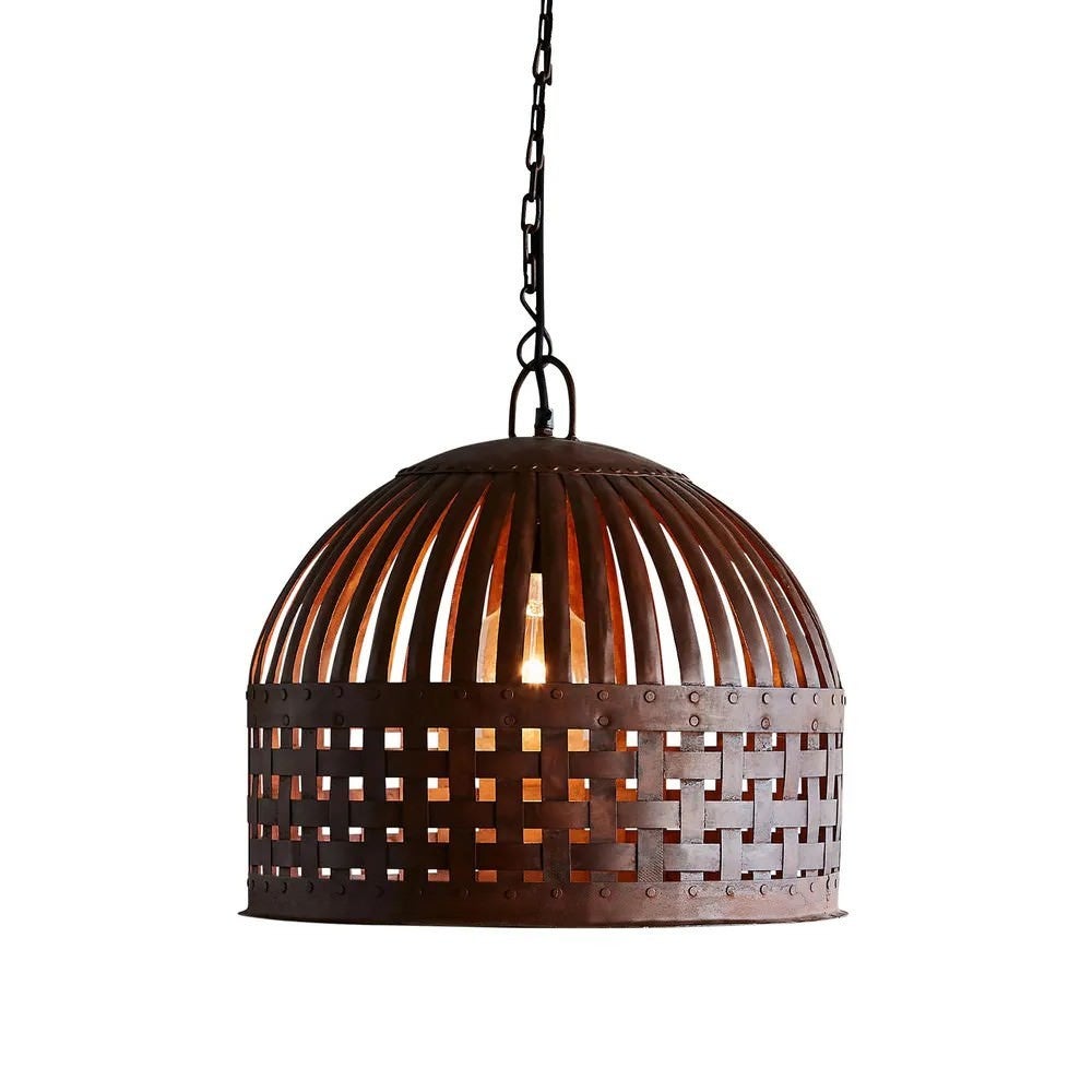 Esch Woven Metal Strips Pendant Light, Small, Rust