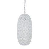 Umbriel Perforated Metal Oblong Pendant Light, White