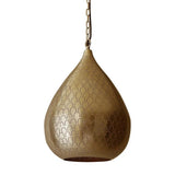 Taipan Perforated Metal Teardrop Pendant Light, Antqieu Brass